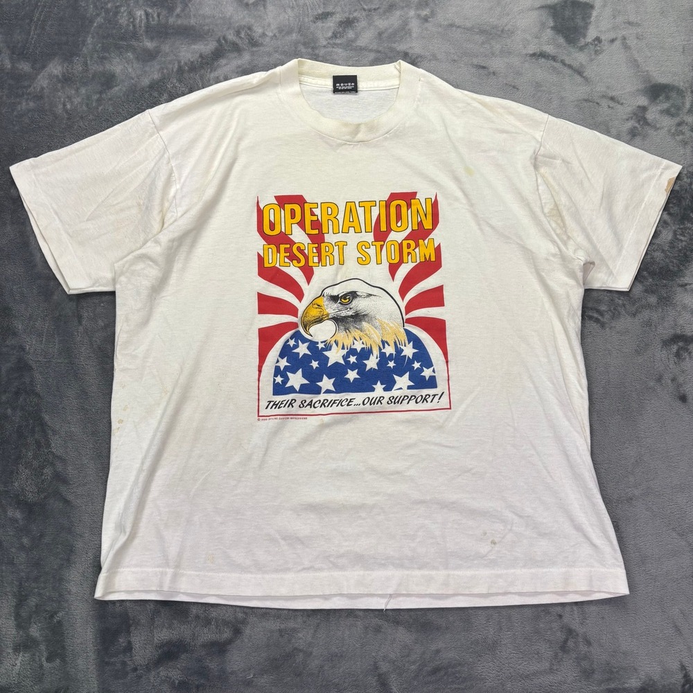 Vintage 1990 Operation Desert Storm T Shirt‎ USA Made Military Eagle Graphic XL